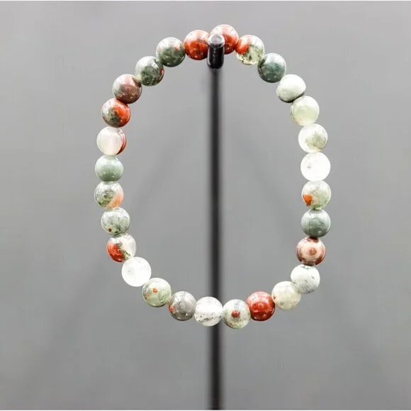 African Bloodstone Gemstone Bracelet | Handmade - Picture 4 of 4